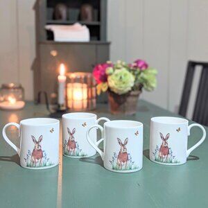English Bone China Bunny Mugs ~ Set of 4